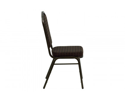 BLNK™ HERCULES Series Fabric Crown Back Stacking Banquet Chair with Gold Vein Frame - Brown Patterned