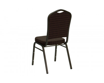 BLNK™ HERCULES Series Fabric Crown Back Stacking Banquet Chair with Gold Vein Frame - Brown Patterned