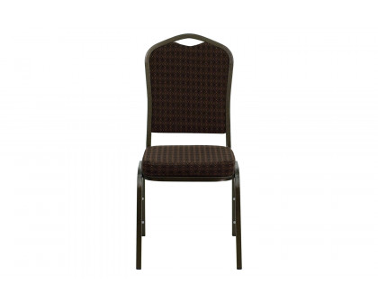 BLNK™ HERCULES Series Fabric Crown Back Stacking Banquet Chair with Gold Vein Frame - Brown Patterned