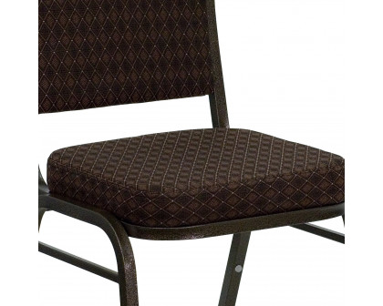 BLNK™ HERCULES Series Fabric Crown Back Stacking Banquet Chair with Gold Vein Frame - Brown Patterned