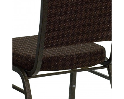 BLNK™ HERCULES Series Fabric Crown Back Stacking Banquet Chair with Gold Vein Frame - Brown Patterned