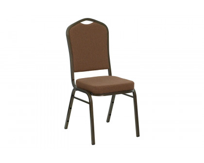 BLNK™ HERCULES Series Fabric Crown Back Stacking Banquet Chair with Gold Vein Frame - Coffee