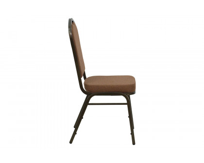 BLNK™ HERCULES Series Fabric Crown Back Stacking Banquet Chair with Gold Vein Frame - Coffee