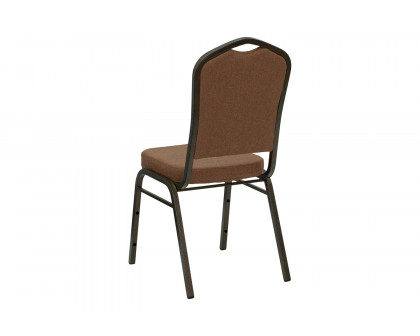 BLNK™ HERCULES Series Fabric Crown Back Stacking Banquet Chair with Gold Vein Frame - Coffee