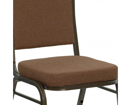 BLNK™ HERCULES Series Fabric Crown Back Stacking Banquet Chair with Gold Vein Frame - Coffee