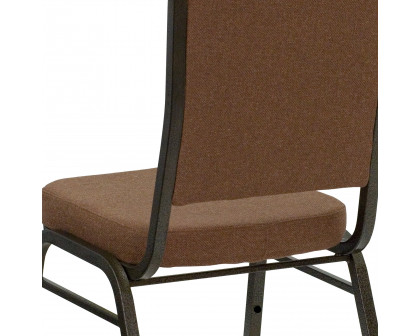 BLNK™ HERCULES Series Fabric Crown Back Stacking Banquet Chair with Gold Vein Frame - Coffee