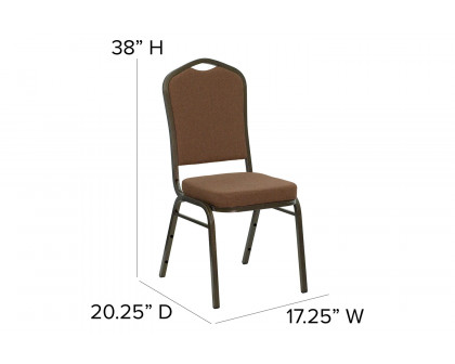 BLNK™ HERCULES Series Fabric Crown Back Stacking Banquet Chair with Gold Vein Frame - Coffee