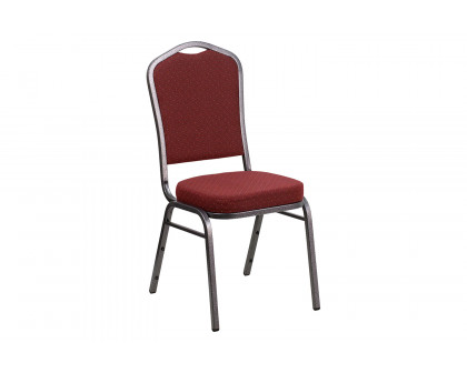 BLNK™ HERCULES Series Fabric Crown Back Stacking Banquet Chair with Silver Vein Frame - Burgundy Patterned