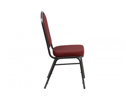 BLNK™ HERCULES Series Fabric Crown Back Stacking Banquet Chair with Silver Vein Frame - Burgundy Patterned