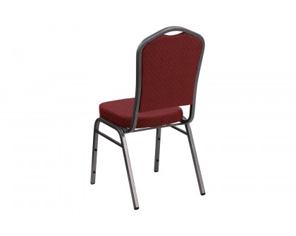 BLNK™ HERCULES Series Fabric Crown Back Stacking Banquet Chair with Silver Vein Frame - Burgundy Patterned