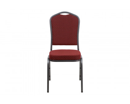 BLNK™ HERCULES Series Fabric Crown Back Stacking Banquet Chair with Silver Vein Frame - Burgundy Patterned