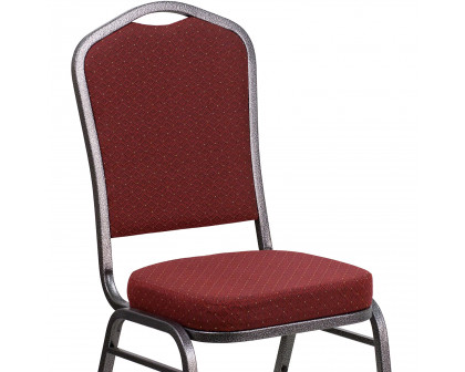 BLNK™ HERCULES Series Fabric Crown Back Stacking Banquet Chair with Silver Vein Frame - Burgundy Patterned