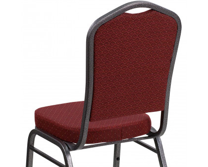 BLNK™ HERCULES Series Fabric Crown Back Stacking Banquet Chair with Silver Vein Frame - Burgundy Patterned