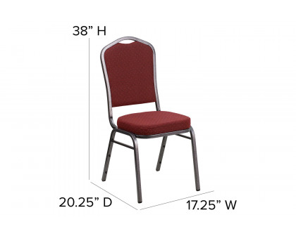 BLNK™ HERCULES Series Fabric Crown Back Stacking Banquet Chair with Silver Vein Frame - Burgundy Patterned