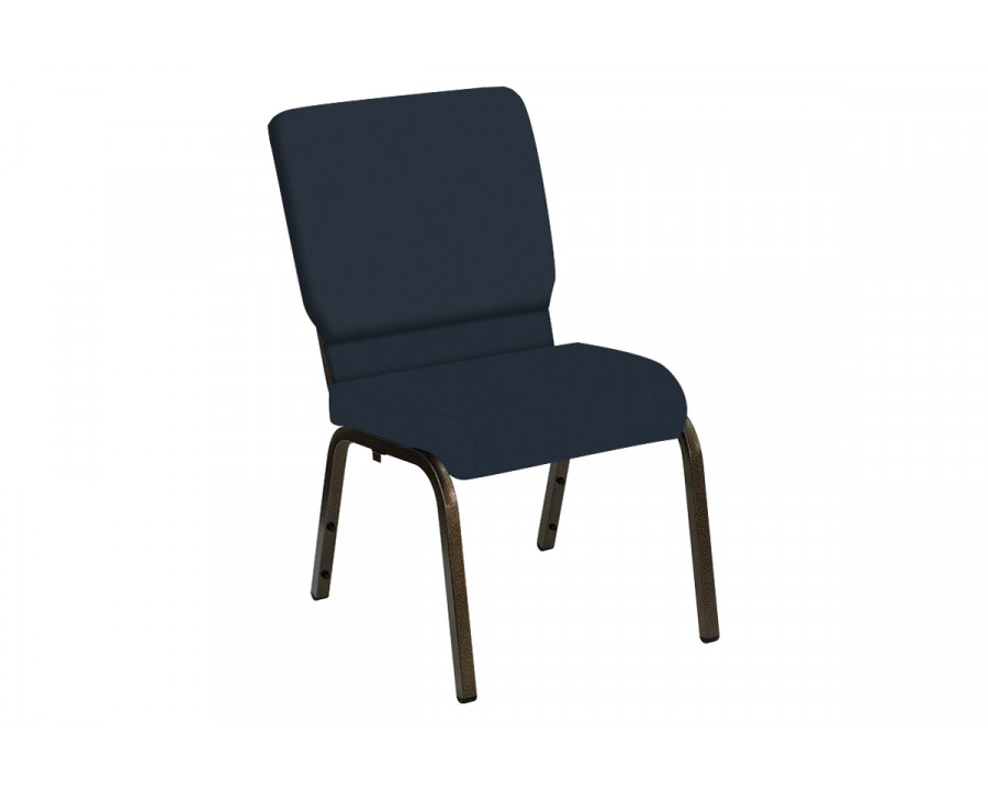 BLNK HERCULES Series Church Chair in E-Z Wallaby Vinyl with Gold Vein Frame - Imperial Blue, 18.5"W