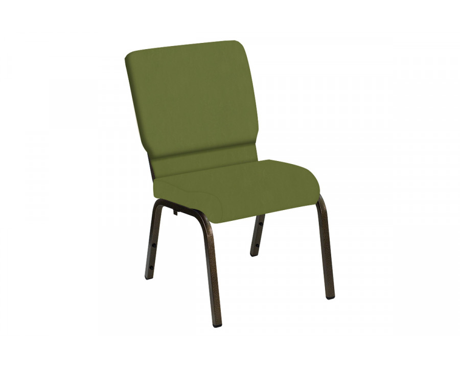 BLNK HERCULES Series Church Chair in E-Z Wallaby Vinyl with Gold Vein Frame - Olive, 18.5"W