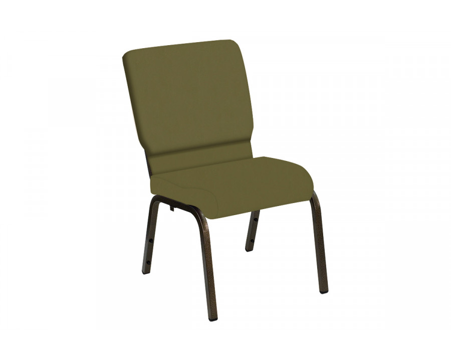 BLNK HERCULES Series Church Chair in E-Z Wallaby Vinyl with Gold Vein Frame - Moss, 18.5"W