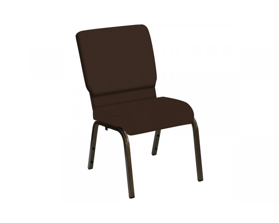 BLNK HERCULES Series Church Chair in E-Z Wallaby Vinyl with Gold Vein Frame - Espresso, 18.5"W