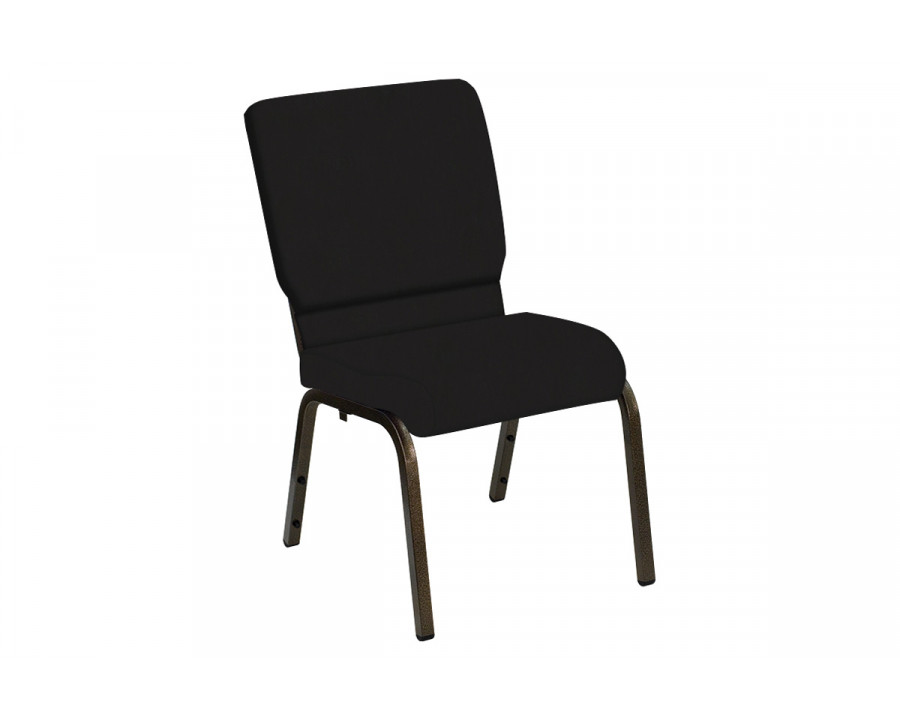 BLNK HERCULES Series Church Chair in E-Z Wallaby Vinyl with Gold Vein Frame - Black, 18.5"W