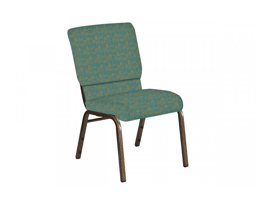 BLNK Church Chair in Circuit with Gold Vein Frame - Turquoise, 18.5"W