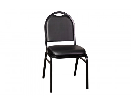 BLNK HERCULES Series Commercial Vinyl Dome Back Stacking Banquet Chair - Black Metal