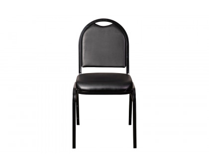 BLNK HERCULES Series Commercial Vinyl Dome Back Stacking Banquet Chair - Black Metal