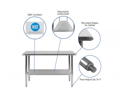 BLNK Rawcliffe Stainless Steel Prep and Work Table with Undershelf