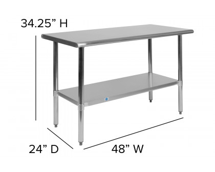 BLNK Rawcliffe Stainless Steel Prep and Work Table with Undershelf