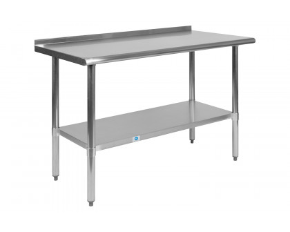 BLNK Rawcliffe Stainless Steel Prep and Work Table with Undershelf - with Backsplash