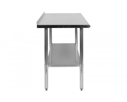 BLNK Rawcliffe Stainless Steel Prep and Work Table with Undershelf - with Backsplash