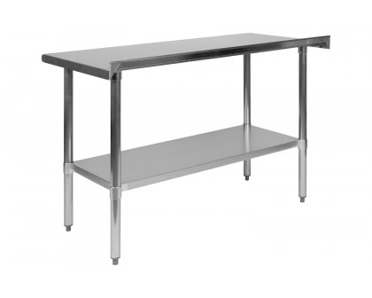 BLNK Rawcliffe Stainless Steel Prep and Work Table with Undershelf - with Backsplash