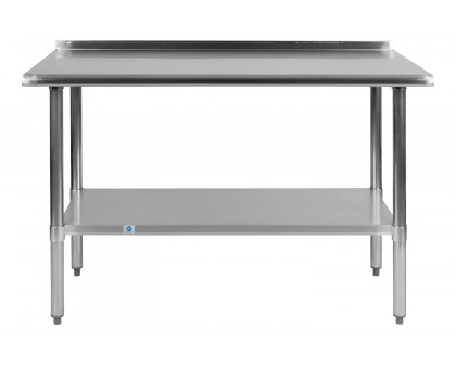 BLNK Rawcliffe Stainless Steel Prep and Work Table with Undershelf - with Backsplash