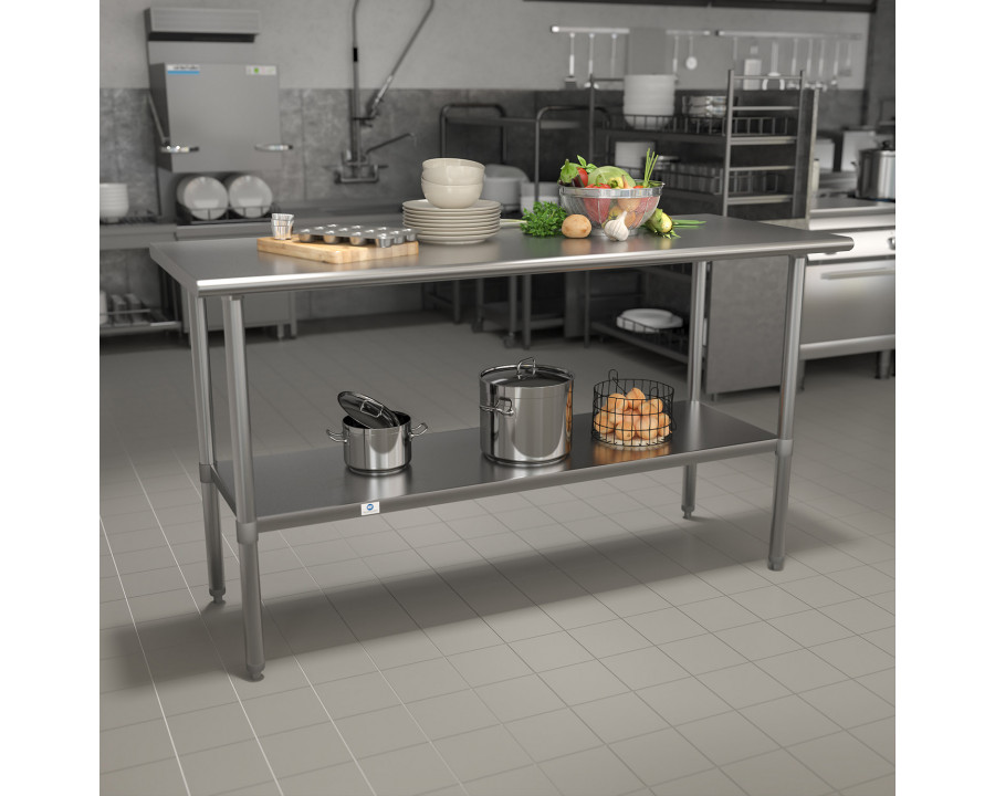 BLNK Reese Stainless Steel Prep and Work Table with Undershelf