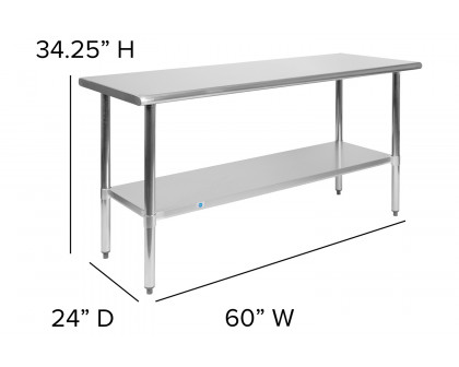 BLNK Reese Stainless Steel Prep and Work Table with Undershelf