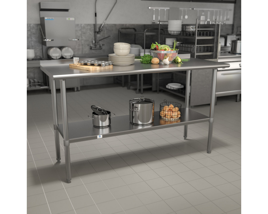 BLNK Reese Stainless Steel Prep and Work Table with Undershelf