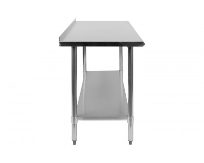 BLNK Reese Stainless Steel Prep and Work Table with Undershelf - with Backsplash