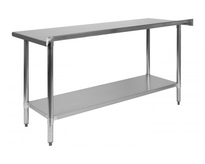 BLNK Reese Stainless Steel Prep and Work Table with Undershelf - with Backsplash