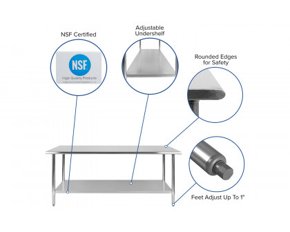 BLNK Reader Stainless Steel Prep and Work Table with Undershelf