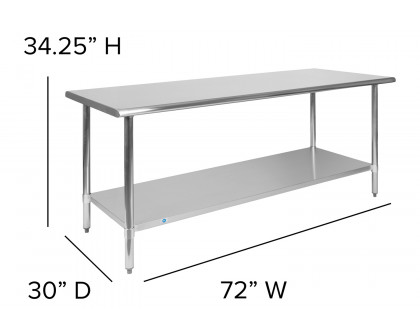 BLNK Reader Stainless Steel Prep and Work Table with Undershelf