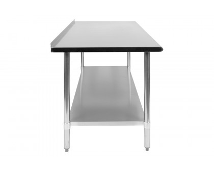 BLNK Reader Stainless Steel Prep and Work Table with Undershelf - with Backsplash