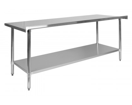 BLNK Reader Stainless Steel Prep and Work Table with Undershelf - with Backsplash