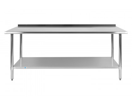 BLNK Reader Stainless Steel Prep and Work Table with Undershelf - with Backsplash