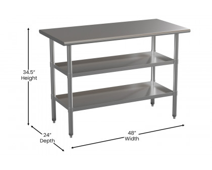 BLNK Hogan Stainless Steel Work Table with 2 Undershelves