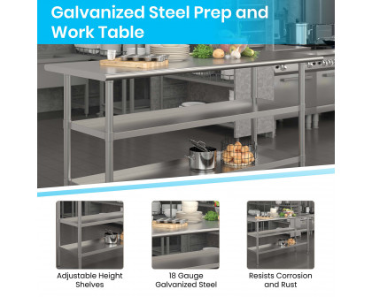 BLNK Randolph Stainless Steel Work Table with 2 Undershelves