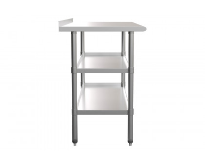 BLNK Randolph Stainless Steel Work Table with 2 Undershelves - with Backsplash