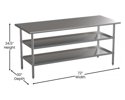 BLNK Ravenel Stainless Steel Work Table with 2 Undershelves