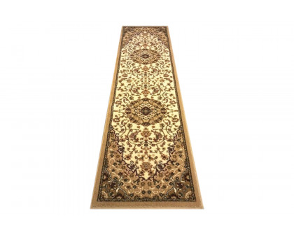 BLNK Mersin Collection Persian Style Olefin Area Rug with Jute Backing - Ivory, 2'W x 7'L