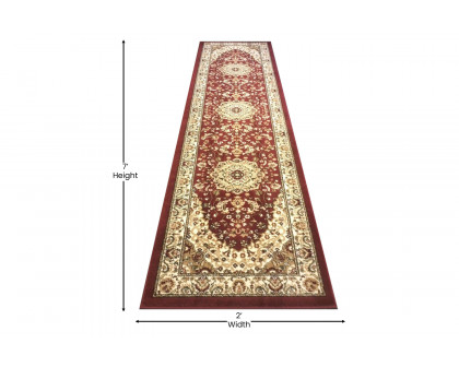 BLNK™ Mersin Collection Persian Style Olefin Area Rug with Jute Backing - Burgundy, 2'W x 7'L