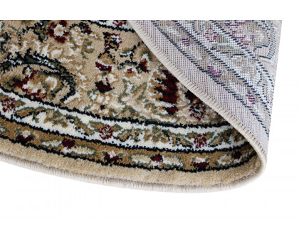 BLNK Mersin Collection Persian Style Round Olefin Area Rug with Jute Backing - Ivory, 4'W x 4'L