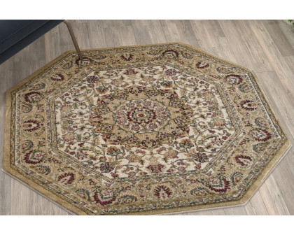 BLNK Mersin Collection Persian Style Octagon Olefin Area Rug with Jute Backing